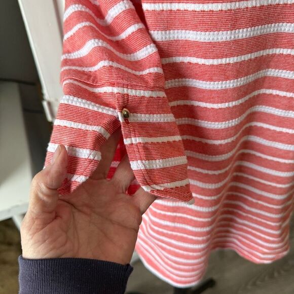 Chico's Xenergy Striped 3/4 Sleeve Shirt Red White Size 8/10 - Picture 4 of 10